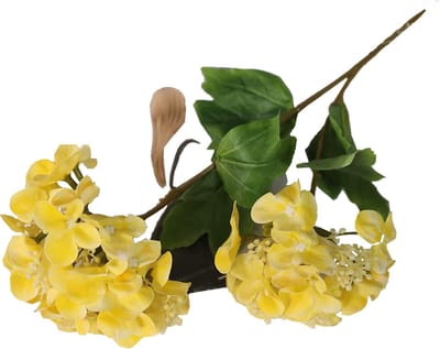 Steelbloem - kunstbloem hortensia klein bloemig 48 cm geel