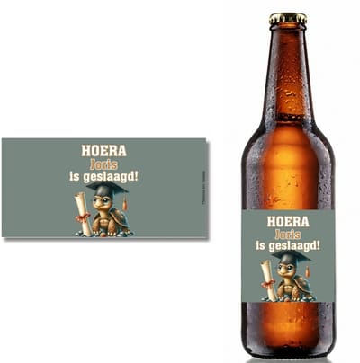 Bieretiket Geslaagd Met Naam - Hoera Geslaagd Bier Sticker - Memories Are Timeless