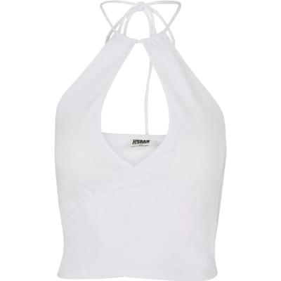 Urban Classics - Short Wrapped Neckholder Mouwloze top - 3XL - Wit