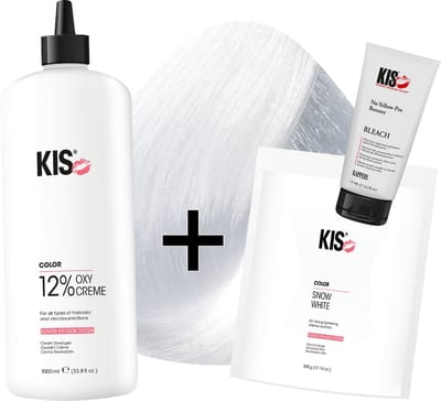 Snow white set LARGE 12 + NY blondeerpoeder | KIS - (500gr snowwhite & 1L waterstofperoxide& 250ml no yellow shampoo)