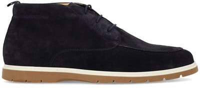 Manfield - Heren - Donkerblauwe suède veterschoenen - Maat 42