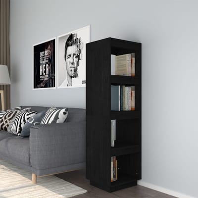 vidaXL - Boekenkast/kamerscherm - 40x35x135 - cm - massief - grenenhout - zwart