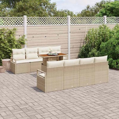 vidaXL - Tuinbank - Set - 9 - st - 8-Aantal - zitplaatsen - Beige - en - Crème