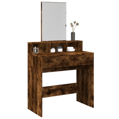vidaXL - Kaptafel - met - spiegel - 80x41x144,5 - cm - gerookt - eikenkleurig