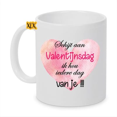 Bedrukte mok met tekst , Valentijns mok, Bedrukte mok, Cadeau, Valentijn,Beker, Koffie mok, Ik hou van je, XLX®