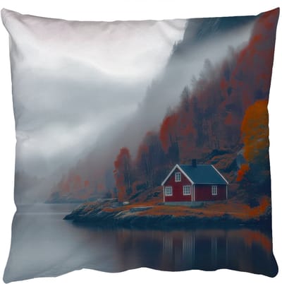 Sierkussens - Kussentjes Woonkamer - 50x50 cm - Huis - Rood - Bergen - Water