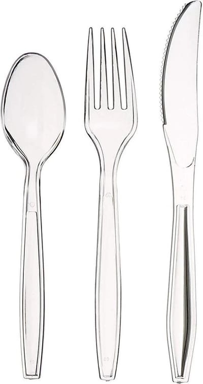 Herbruikbare messen - LET OP ALLEEN messen - messen transparant 19 cm - bestek - Stevig en Herbruikbaar - BPA Vrij - Vaatwasbestendig - Reusable -Transparant - 100 stuks