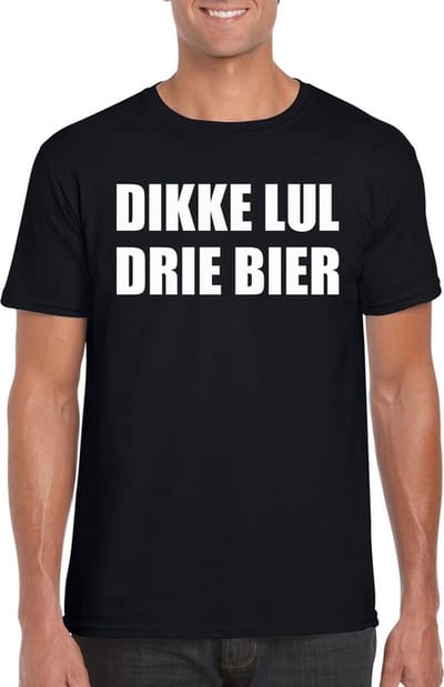 Dikke lul drie bier heren shirt zwart - Heren feest t-shirts S