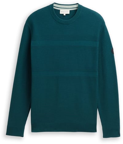 Tom Tailor - Gebreide trui van katoen - Maat XL - Deep Meadow Green