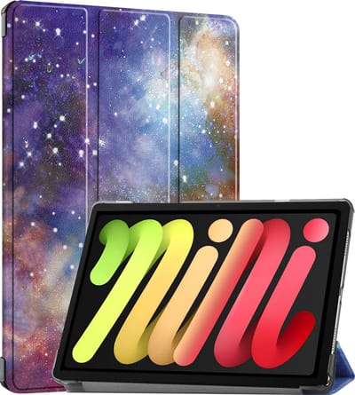 Hoes - Geschikt voor Apple iPad Mini 7 (2024) - 8.3 inch - 7e Generatie - Dun & Stevig - Trifold Bookcase - Hard Cover - Hardcover Book Case - Tablet Hoesje - Galaxy