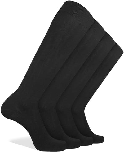Pierre Cardin Heren Katoenen Kniekousen 4 Paar - Comfort Sokken met Naadloze Teen & Zachte Boord - Duurzamere Keuze - Zwart - 39/42