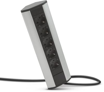 Hoek Stekkerdoos - 3 Stopcontacten - 3500W - 16A - 1,5m Kabel - Aluminium Design - Compact - Kindveilig - Voor Keuken Kantoor Woonkamer [20482]