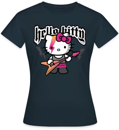 Hello Kitty In Een Rockoutfit Speelt E-gitaar T-Shirt Dames