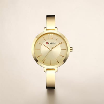 CURREN Goudkleurig wijzerplaat Goudkleurig Elegant Dameshorloge - Minimalistisch RVS Horloge met Japanse Quartz in 5 Kleuren - 36mm Kast