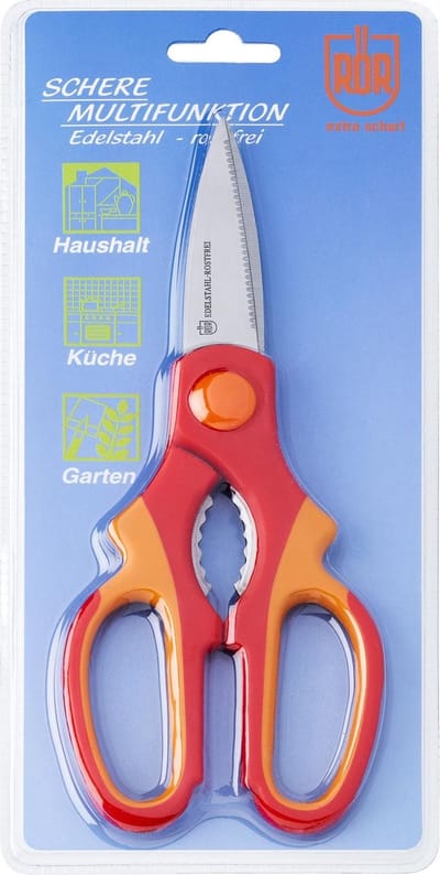 RÖR Solingen Multifunctionele Keukenschaar – Alleskunner met Rood Handvat – 20,5 cm