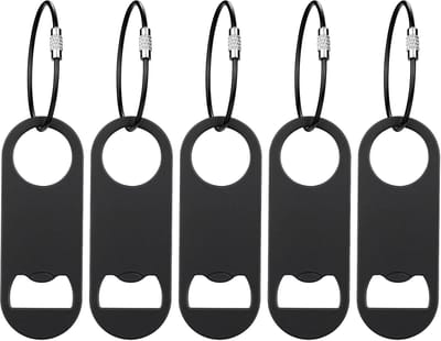 5-PACK Roestvrijstalen Platte Flesopener Met Sleutelhanger - Bar Key Bierflesopener Voor Keuken, Bar Of Restaurant - Zwart