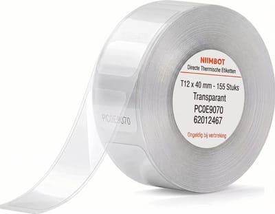 Niimbot - Labels - Etiketten - Geschikt voor D110 - D11 - D101 - 12 x 40 mm - 155 vellen - Transparant