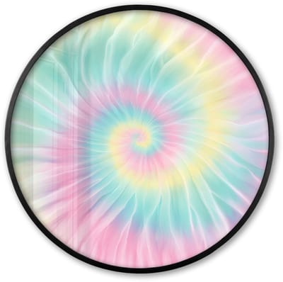 Poster in lijst Rond - Fotolijst 60x60 cm - Posters - Pasteltinten - Tie dye - Roze - Ronde posterlijst zwart - Decoratie - Wanddecoratie woonkamer - Muurdecoratie slaapkamer