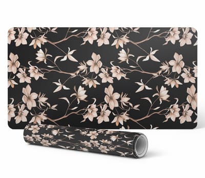 Vinyl beschermmat met een modern vintage bloemenpatroon, 90x45 cm