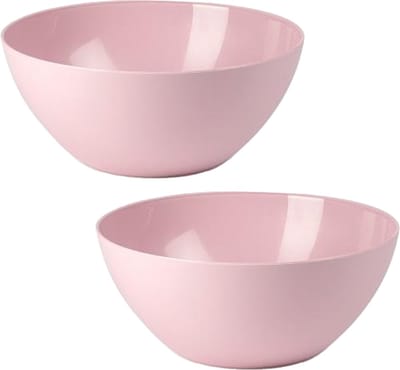 Plasticforte Serveerschaal/saladeschaal - 2x - D25 x H12 cm - kunststof - roze - 3600 ml
