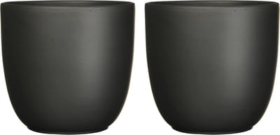 MIca Decorations Plantenpot/bloempot Tusca - 2x - Zwart - keramiek - mat - D19.5/H18.5 cm