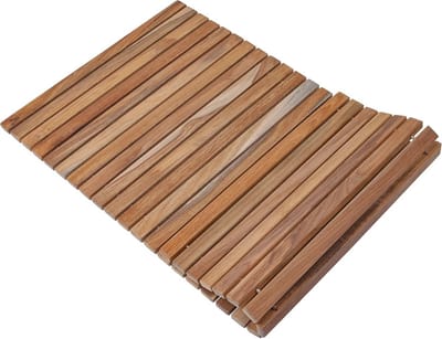 Antislip Houten Douche- en Badmat voor Binnen en Buiten - Teakhouten Vloerdecoratie (40 x 20 cm)