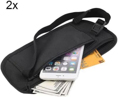 2x Undercover Money Belt heuptasje zwart + 3X RFID kaart beschermhoes - Bankpas en ID-kaart
