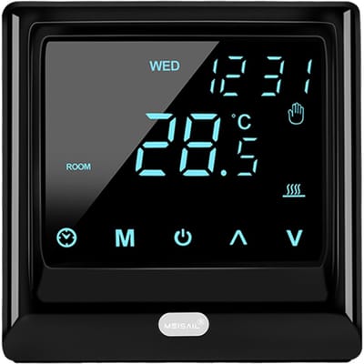 Thermostat intelligent Wi-Fi 16A, contrôleur de température numérique, application, télécommande, Circulation hebdomadaire noir
