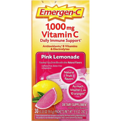 Emergen-C, vitamine C, gearomatiseerde bruisende drankmix, roze limonadesmaak, 1000 mg, 30 zakjes, 9,4 g (0,33 ounce)
