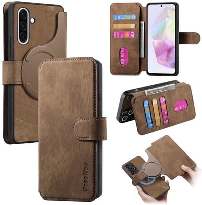 CaseNeo Hoesje - Geschikt voor Samsung Galaxy A36 Hoesje - CaseNeo 2-in-1 Book Case & Back Cover - Bruin