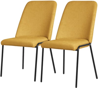 Eetkamerstoelen set van 2 mosterd met rugleuning, gestoffeerde stoelen voor eetkamer & keuken ML-Design