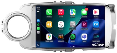 Geschikt voor Toyota Yaris - Zilver (2011 t/m 2016) | 9 inch Android 15.0 CarPlay autoradio | Draadloos CarPlay & Android Auto | 2GB RAM + 32GB | Mic, Camera (AHD) & DAB+ | Bluetooth & WiFi | NAVIBOP NB-1449 | Bouwjaar 2011 t/m 2016