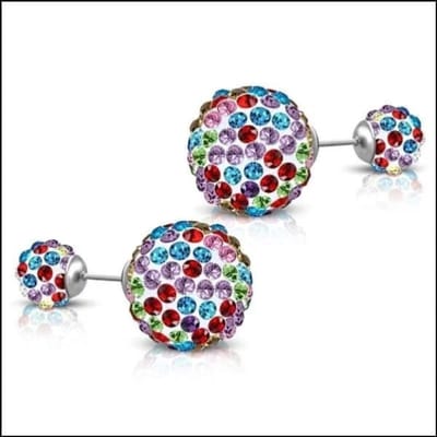 Aramat Jewels | Oorbellen | Stalen Dubbele Oorbellen | Shamballa Multikleur | |8mm | Staal | Kinderen, Volwassenen | Verkleurd niet