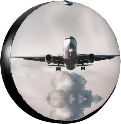 Reserveband Hoezen - Wiel Beschermers - Voertuig Transport - Verstelbaar Koord - 14-17 Inch - Vliegtuig Kunst