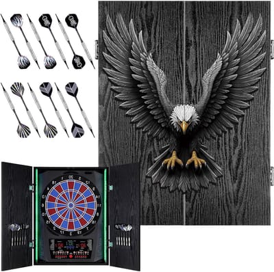 Elektronisch Dartbord - Houtkleur - 6 Soft-Tip Darts - Decoratief Dartbord met Verlichting - Voor Thuisgebruik