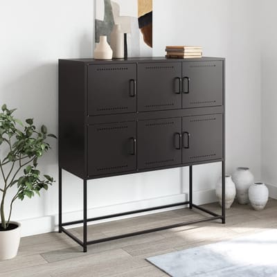 vidaXL - Dressoir - 100,5x39x107 - cm - staal - zwart