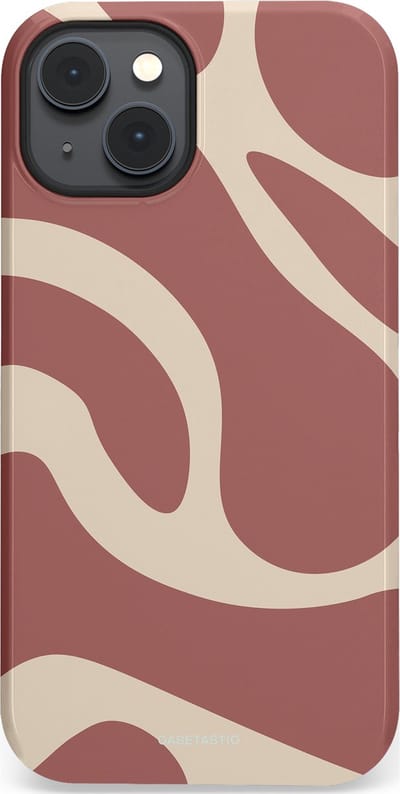 Casetastic Hoesje Geschikt voor Apple iPhone 14 Plus Magsafe - Stijlvolle Beschermende Duo-layer Case - Terracotta Mediterranee Golven