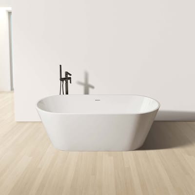 H&F Vrijstaand Ligbad 180x80x85 cm Wit Acryl – Inclusief Afvoerset & Click Waste | Modern Design Vrijstaand Bad | Luxe Badkamer Ligbad