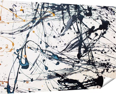 Gards Tuinposter Abstracte Kunst van Zwarte Verf - 180x120 cm - Tuindoek - Tuindecoratie - Wanddecoratie buiten - Tuinschilderij