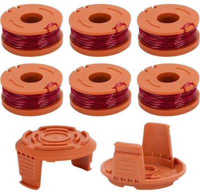 TOVBMUP Grastrimmer draad 1,65 mm reservedraad spoelen gazontrimmer draadspoel 3,05 m trimmer lijn voor Worx WA0010 6 spoel 2 dop