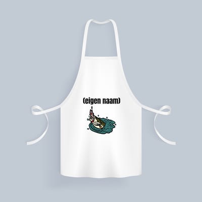 Akyol - vis met eigen naam Keukenschort - Vis - vissen liefhebbers - iemand die houdt van vissen - verjaardag - cadeau - kado - geschenk - 82 bij 71 cm