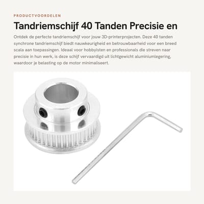 Dailygoods- Tandriemschijf 40 Tanden - Aluminiumlegering - Synchrone Katrol - 6 mm Brede Distributieriem - 3D-printeronderdelen - Eenvoudige Installatie - Distributiepoelie