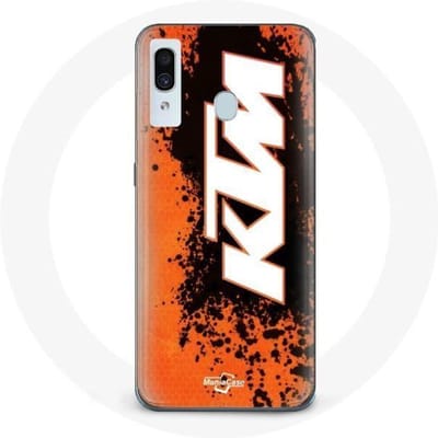 Coque - KTM - Samsung Galaxy A20 - Logo blanc - Fond orange - Rigide blanc