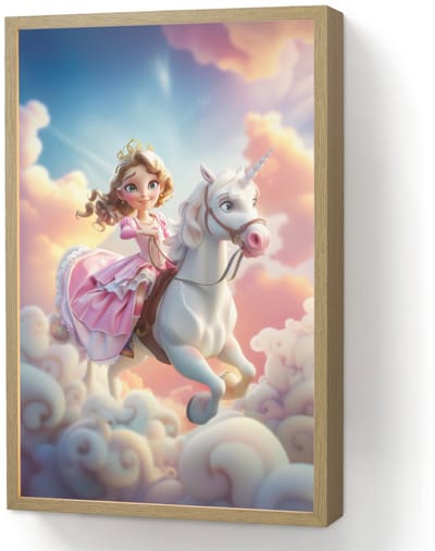 Wandlamp 40x60 cm - Oplaadbaar - Prinses - Eenhoorn - Meisje - Wolken - Wandlampen binnen woonkamer - Slaapkamer lamp - Decoratieve nachtlamp - Vloerlamp draadloos
