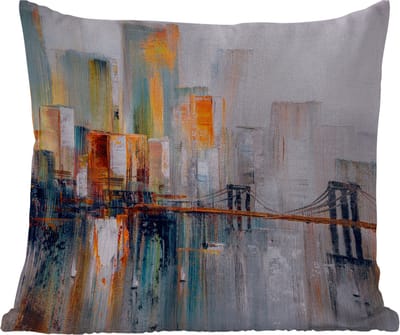Buitenkussen - Olieverf - Schilderij - Skyline - Abstract - 45x45 cm - Weerbestendig