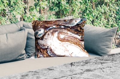 Buitenkussens - Marmerlook - Goud - Zwart - Glitter - Chic - 60x40 cm - Weerbestendig