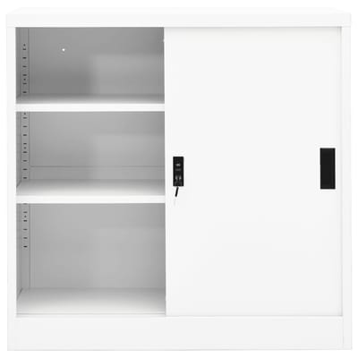 vidaXL - Kantoorkast - met - schuifdeuren - 90x40x90 - cm - staal - wit