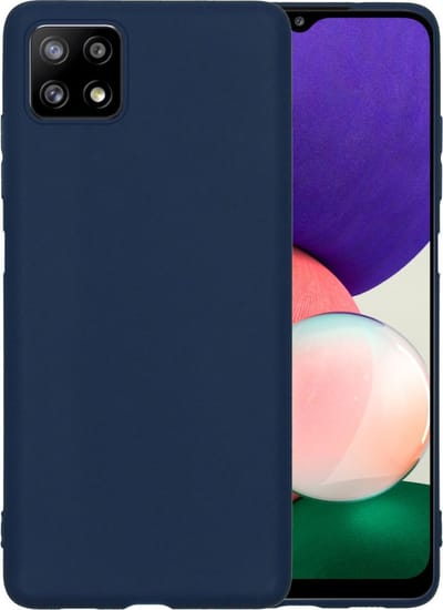 Hoesje - Geschikt voor Samsung Galaxy A22 5G - Sterk & Shockproof - Siliconen Case - Hoes Cover - Telefoonhoes - Donkerblauw