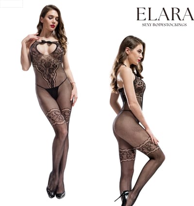 Elara - Sienna - Bodystocking Erotische Lingerie met Open Kruis - Catsuit - S t/m XL - Sexy Dames Lingerie