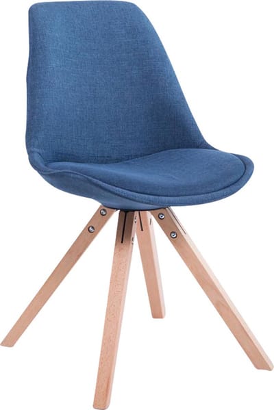 CLP Toulouse Eetkamerstoel - Vierkant - Stof blauw natura